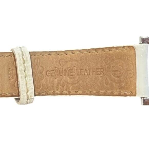 Juicy Couture Watch Rainbow Number Face Silver J Charm White Leather Strap
